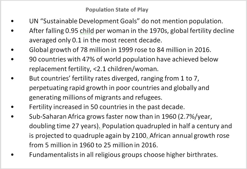 Key points from the current state of play of the population situation.