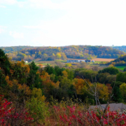 240829_Sauk County Photograph of the Driftless Area in Wisconsin. The picture displays the relatively hilly topography and diverse vegetation of the area.