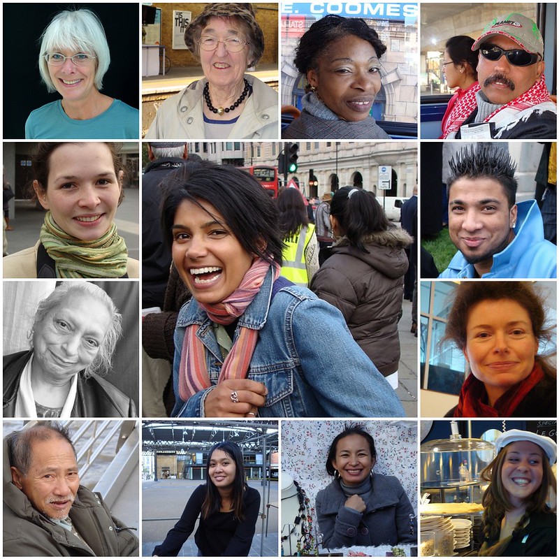 A collage of smiling faces that are diverse in age, gender, and race.