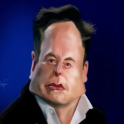 Caricatured portrait of Elon Musk