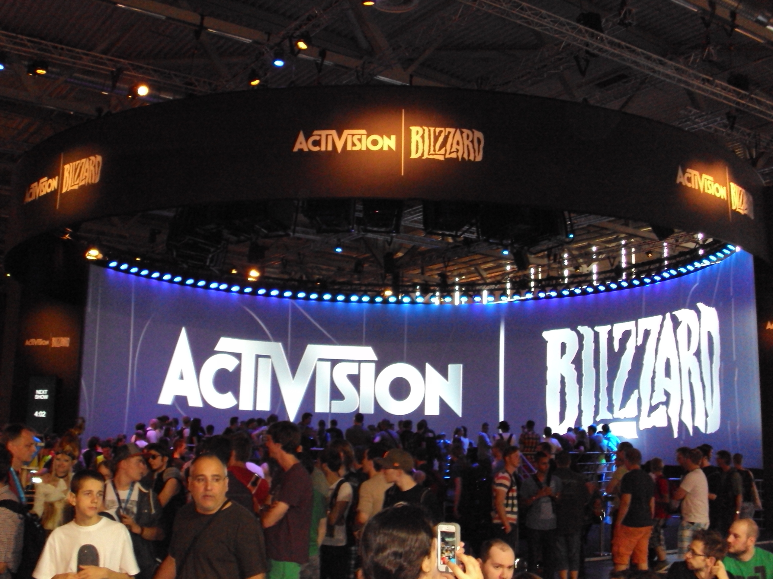 Activision Blizzard sign at gaming convention.