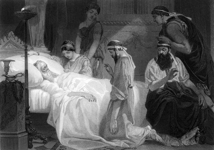 painting of Pericles on his deathbed, surrounded by mourning people