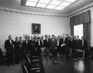 President Kennedy standing with the Council of Economic Advisors 