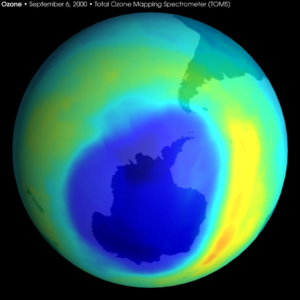 A visual of the ozone hole over Antarctica