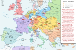 A map of Europe in 1848-49