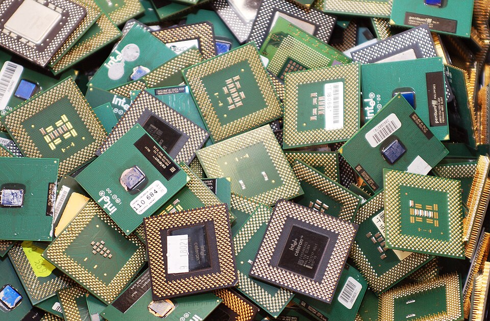 pile of green computer chips