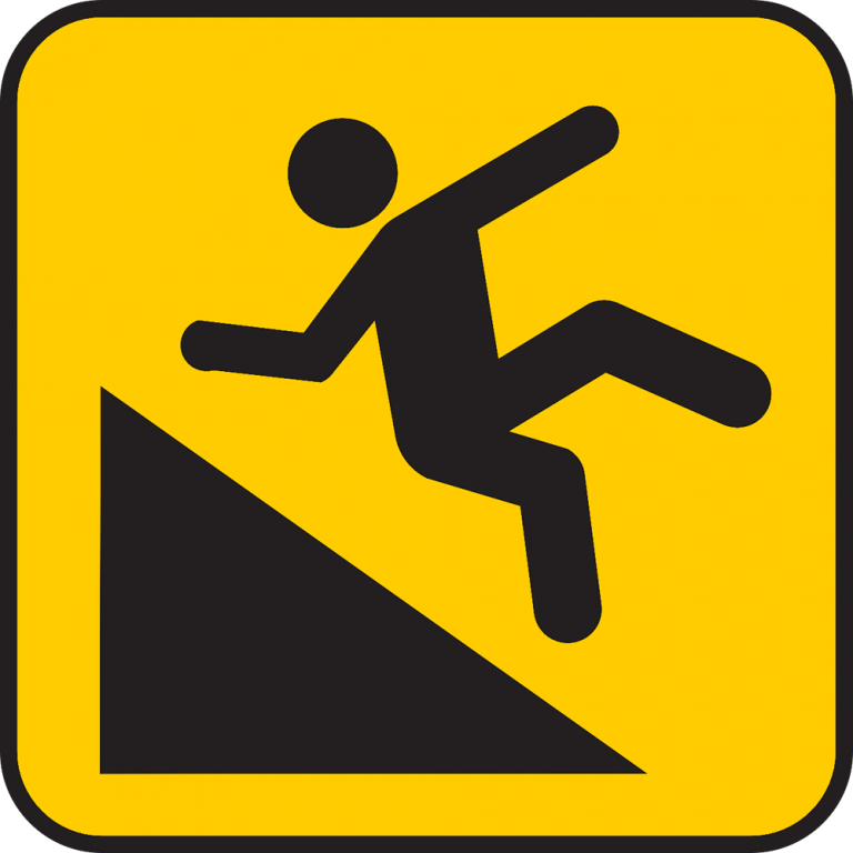 human figure falling down a smooth slope