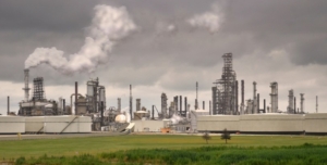 photo of an industrial plant with visible emissions.