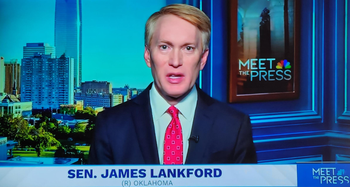 James Lankford speaking on Meet the Press on TV.