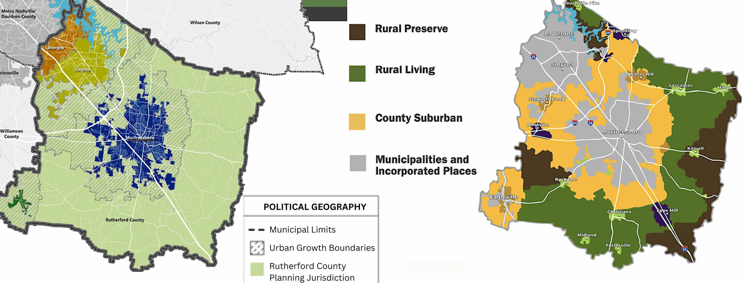 A large swath of Rutherford County's jurisdiction is slated for the Rural Living designation.