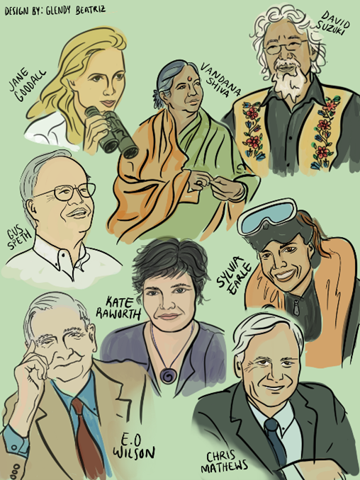 Collage of artistic renditions of notable CASSE signatories.