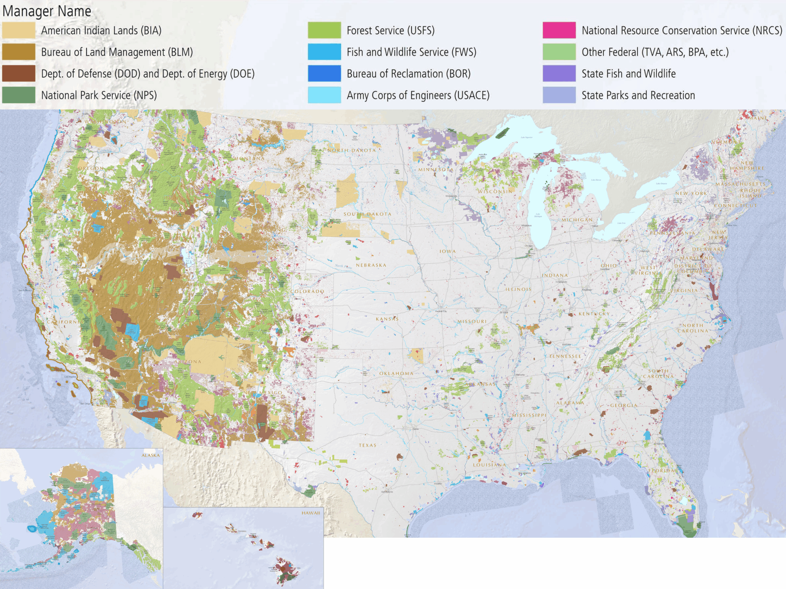 Most public lands are in the West, and BLM manages the most public land.