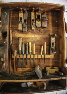 Tool cabinet with old tools