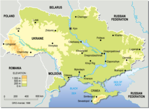Map of Ukraine and Crimea